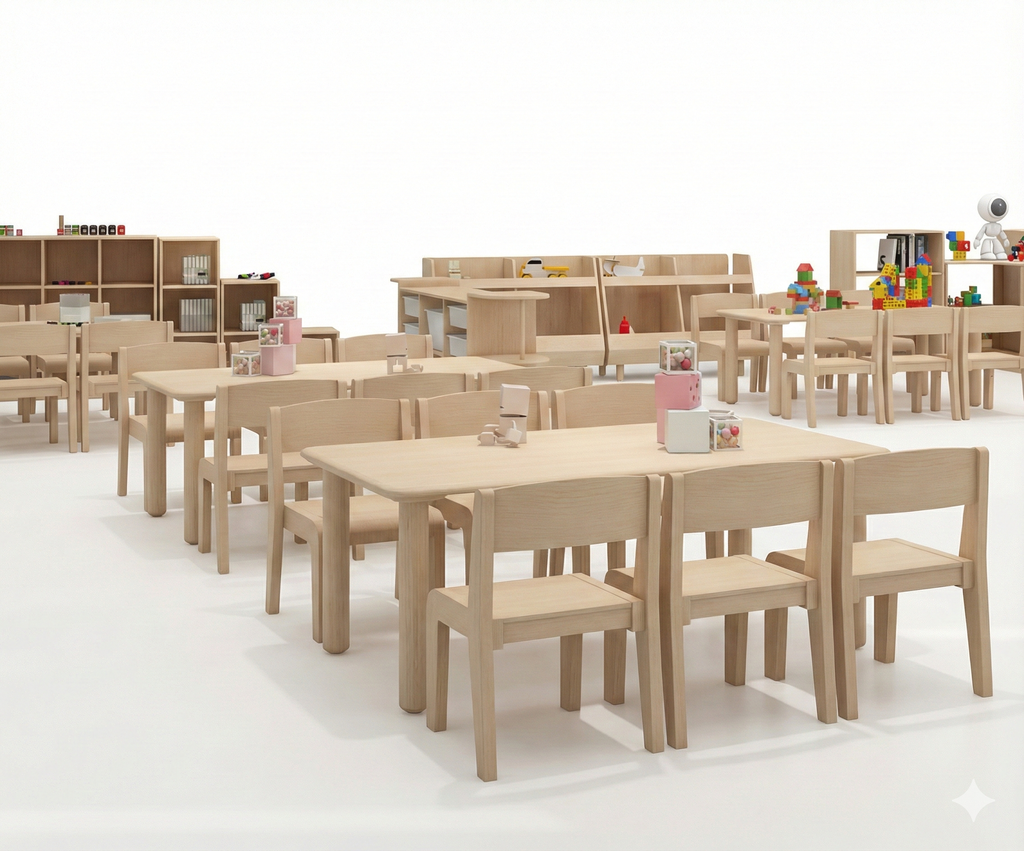 Conjuntos Mesas y Sillas estilo Montessori - Nivel Inicial