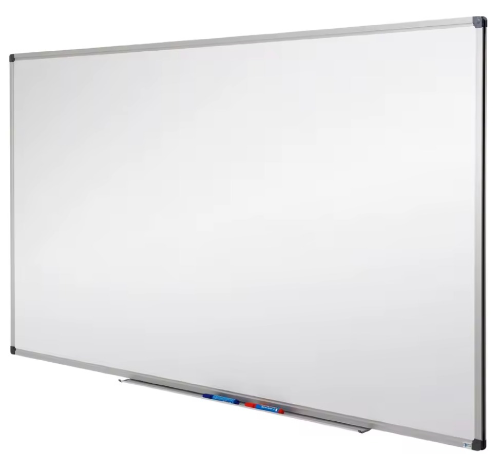 Pizarron Magnetico Blanco con Marco de Aluminio y Bandeja Porta-Útiles 